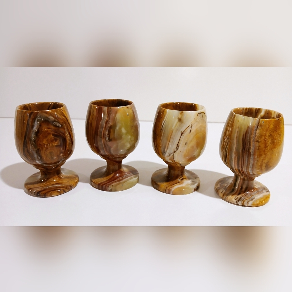 Set of Four Marble Shot Glasses/Egg Cups